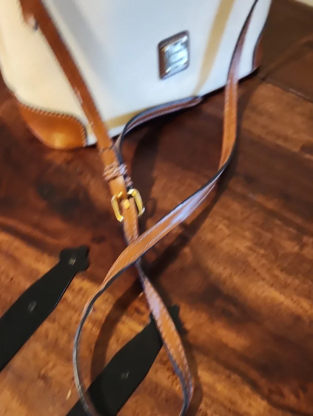 Dooney & Bourke Cream and Brown Leather-Trim Crossbody